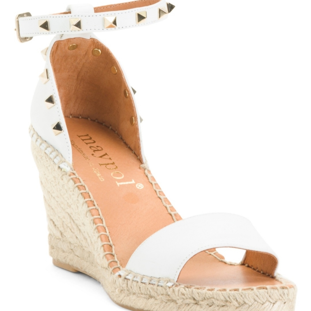 Studded Ankle Strap Wedge Sandals